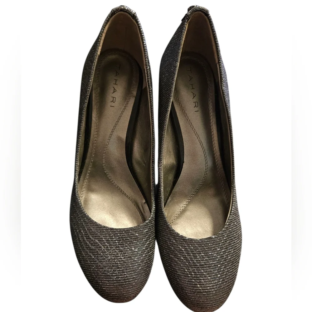 Tahari Sophia Platform Pumps Ladies Silver Sparkle Size 6 Date Night New